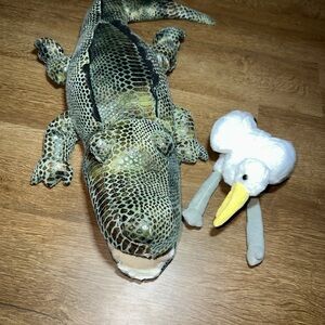 Leyndo Alligator Plush Toy Large Crocodile Stuffed‎ Animal With Bird